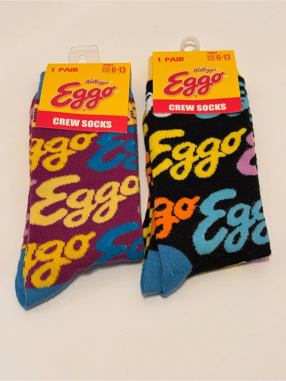 Kellogg's Eggo Crew Socks - Black & Purple Multi-Color